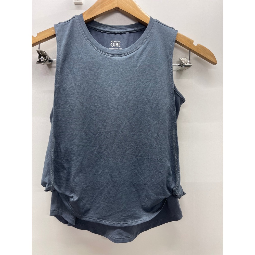 Athleta Girl Double Dutch Tank Blue Gray Activewear Top Size M 8-10